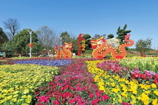 呈貢洛龍公園門口一景。